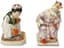 TWO SOVIET PORCELAIN SCULPTURES, 1956
Little hostess and Tsar Dadon  
Models by Olga Mikhailovna Bogdanova
Dulevo porcelain manufactory, Moscow region