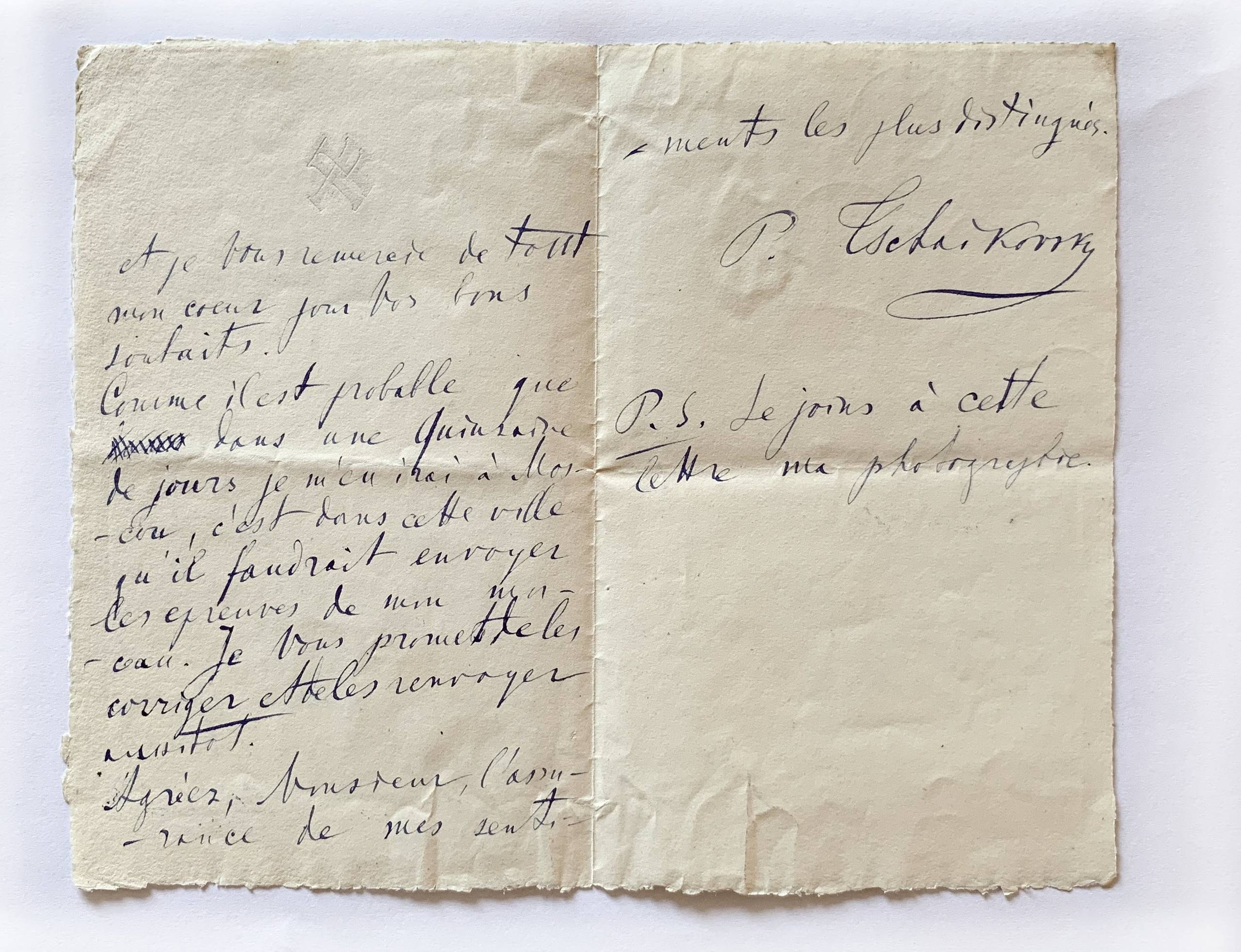 TCHAIKOVSKY P.I. (1840-1893), AUTOGRAPH LETTER 1) A handwritten letter ...