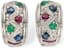EAR CLIPS 18K WHITE GOLD, DIAMOND, RUBY, SAPPHIRE, EMERALD