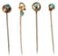 SET OF FOUR GOLD AND TURQUOISE TIE PINS