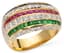 18K YELLOW GOLD, DIAMOND, RUBY, SAPPHIRE, EMERALD RING