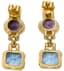 18K YELLOW GOLD, DIAMOND, AMETHYST AND TOPAZ EARRINGS