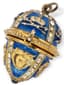 EASTER EGG' SILVER-GILT GUILLOCHE ENAMEL, ZIRCON AND CABOCHON GARNET PENDANT
