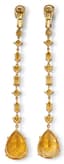 18K YELLOW GOLD, DIAMOND AND YELLOW TOPAZ PENDANT EARRINGS