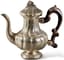 ITALIAN BAROQUE STYLE SILVER COFFEE POT WITH CARVED WOODEN HANDLE