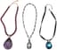 SET OF THREE GEMSTONE, SILVER AND GLASS NECKLACES