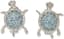 TURTLES' 14K WHITE GOLD, DIAMOND, TOPAZE EARRINGS