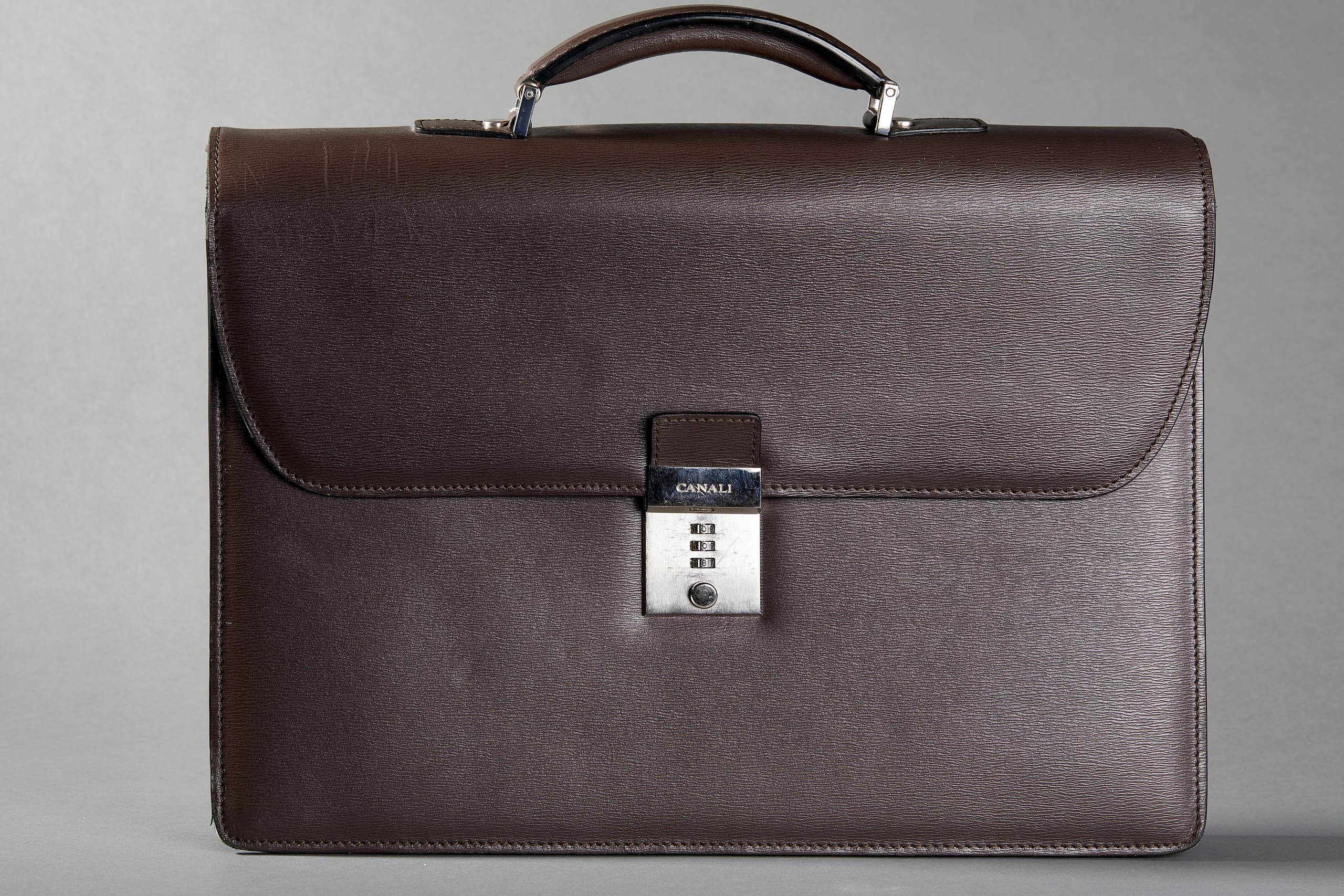 CANALI LEATHER BRIEFCASE LIGHT BROWN