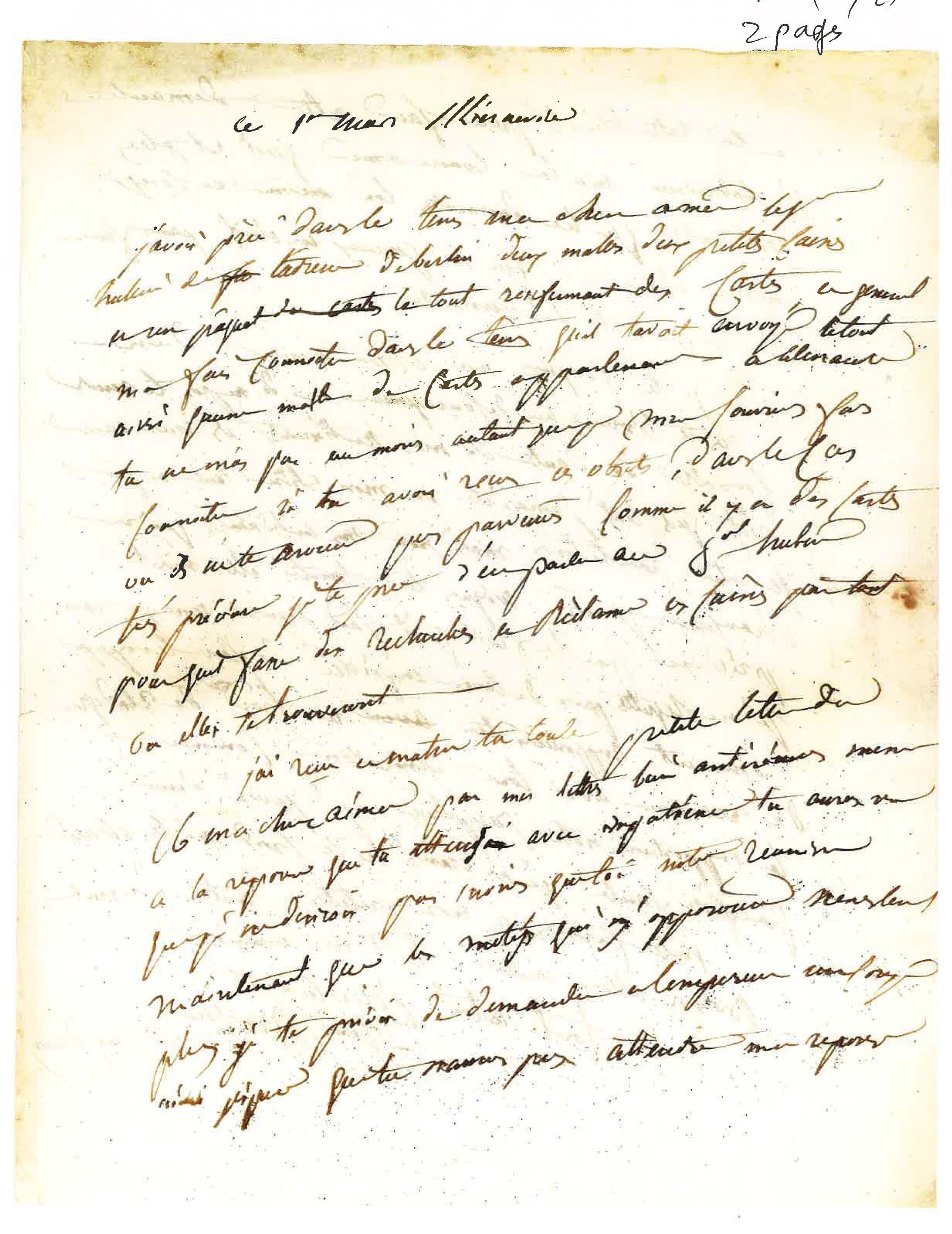 LOUIS NICOLAS DAVOUT (1770-1823) Autograph letter signed to his wife Aimée  Leclerc. LONG LETTER WRITTEN DURING THE POLISH CAMPAIGN AGAINST THE  RUSSIANS. Liebemühl [now Milomlyn in Poland], 2 March [1807].