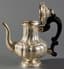ITALIAN BAROQUE STYLE SILVER COFFEE POT WITH CARVED WOODEN HANDLE