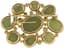 18K GOLD BROOCH WITH PERIDOT, GREEN CHALCEDONIES