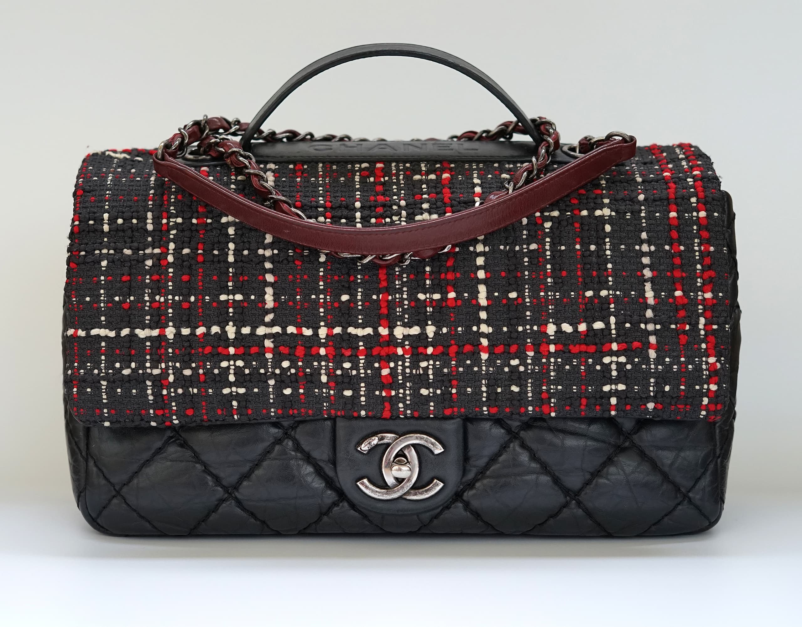 CHANEL AIRLINES COLLECTION Tweed and Quilted Aged Calfskin, CC Top