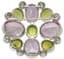 18K WHITE GOLD AMETHYST AND PERIDOT BROOCH