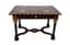 A RECTANGULAR ITALIAN MARQUETRY TABLE ON TWIST LEGS UNITED BY A FLATTENED “X” SHAPE STRETCHER