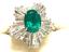 PLATINUM RING WITH EMERALD AND DIAMONDS
