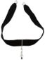 ART DECO STYLE 18K WHITE GOLD, DIAMOND AND ONYX DROP PENDANT ON A VELVET CHOKER