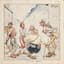 14 DESSINS D’HUMOUR 1945-1946
Signés, Datés, Légendés en français.
Plume et lavis, encre de chine et couleur.
Différents formats