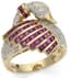 SWAN' 14K YELLOW GOLD, DIAMOND AND RUBY RING