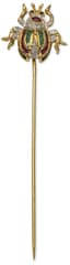 18K YELLOW GOLD, DIAMOND, RUBY, EMERALD TIE PIN
