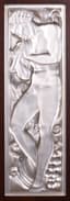 LALIQUE THREE-LEAF WOODEN FOLDING SCREEN WITH COLOURLESS CRYSTAL PANELS