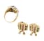 ‘TUTTI FRUTTI’ RING AND PAIR OF EARRINGS IN 18K GOLD, EMERALDS, RUBIES, SAPPHIRES AND DIAMONDS