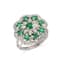 18K WHITE GOLD, EMERALD, DIAMOND ‘FLOWER’ RING