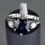 SAPPHIRE, DIAMOND AND 18K WHITE GOLD RING