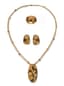 MAGERIT ‘HONEYCOMB AND FLOWERS’
SET OF 18K YELLOW GOLD, DIAMOND, CITRINE AND ONYX NECKLACE, EARCLIPS AND RING