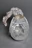 RUSSIAN CHASED CRYSTAL VASE WITH SILVER HANDLE