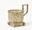 Silver cup holder with chiseled floral decoration on three spherical legs.
Firm C. Faberge, Supplier of the Imperial court, Russia, Moscow, 1892