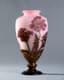 ROMANIAN ART NOUVEAU VASE, AFTER GALLÉ, IN
PINK AND BROWN CAMEO GLASS WITH FLOWER
DECORATION, CIRCA 1970