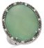 BAGUE EN OR JAUNE 18K CHRYSOPRASE ET DIAMANTS BLANCS ET NOIRS