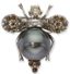 BROCHE ‘ABEILLE’ EN OR GRIS 14K, DIAMANTS ET PERLE NOIR DE TAHITI