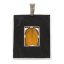 PENDENTIF MODERNISTE EN OR GRIS 18K ÉBÈNE (?) ET CITRINE, ANNÉES 1970-1980