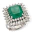 PLATINUM, DIAMOND AND EMERALD RING