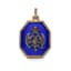 RUSSIAN SILVER, BLUE ENAMEL AND GARNET PENDANT