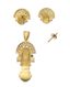 PRE-COLUMBIAN STYLE 18K GOLD AND MALACHITE PENDANT AND EARRINGS SUITE, 20THE CENTURY