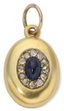 PENDENTIF PORTE-PHOTO RUSSE ANTIQUE EN OR JAUNE 14K ET ARGENT SAPHIR ET DIAMANTS
SAINT-PETERSBOURG, AVANT 1927