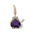 14K GOLD, AMETHYST AND DIAMONDS 'HEART' PENDANT