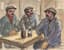 PAUL EMILE PISSARRO (1884-1972)
Three drawings: . Workers drinking in the tavern. Study of nudes. Nudes
