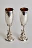 PAIR OF SOLID SILVER CHAMPAGNE FLUTES, ENGRAVED STEM AND GILDED INTERIOR