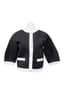 CHANEL
Black and white geometric textured jacket with large faux pearl buttons