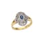 18K YELLOW AND WHITE GOLD, DIAMOND AND SAPPHIRE RING