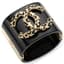 CHANEL GOLD METAL, ENAMEL, BLACK RESINE CUFF BRACELET