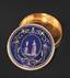 Gold guilloche snuffbox with enamel miniature, decorated with floral gold ornament.