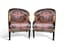 PAIR OF EMPIRE-STYLE SWAN ARMCHAIRS WITH CARVED WOODEN GONDOLA BACKS, GILDED AND BLACK LACQUERED
France, 20th century