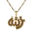 PENDENTIF DOUBLE FACE EN OR JAUNE 18K, SAPHIRS ET RUBIS ET CHAINE OR JAUNE 14K