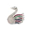 ‘SWAN’ 14K WHITE GOLD, DIAMOND, EMERALD, RUBY AND SAPPHIRE BROOCH