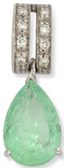 18K WHITE GOLD DIAMOND AND EMERALD PENDANT