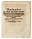 Declaration Sr. Groß-Czaarischen Majestät Bestallter General-Feld-Marschall Und der Zeit bey denen Hohen Nordisch-Alliirten Trouppes in Vor-Pommern ... General ... Alexander Menczikow.
Greiffswaldt,11/22 août 1712.